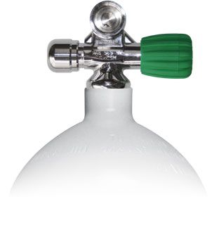 Mono steel cylinder 2 liters - 20 liters, valve EU NITROX expandable Right with blind plug